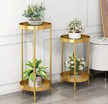 SenceWin Foldable sturdy flower pot base for indoor and outdoor home decor, made of metal. (Gold)