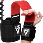 RDX Weight Lifting Hooks Straps Pair, 8mm Neoprene Padded Wrist Wrap Support Non Slip Rubber Coated Grip Deadlift Powerlifting Chin Pull Up Exercise Fitness Training Bodybuilding Gym Workout Men Women