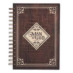 Hardcover Journal Man of God 1 Timothy 6:11 Bible Verse Names of God Brown Inspirational Wire Bound Notebook w/192 Lined Pages, Large