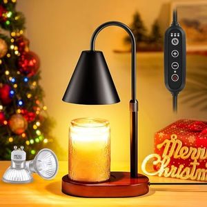 Candle Warmer Lamp with 2 Bulbs, Dimmable Candle Warmer Lantern with Timer, Candle Melter for Scented Candles Flower Lamp for Home Decor Gifts (Black)