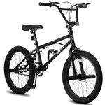 LSBIKE 20 Inch BMX Bike Freestyle BMX Bicycle with Black Steel Frame, 360° Rotatable Handlebar, Front & Rear Pegs, Aluminium Rims, Dual Brakes, for Teens & Adults (Black)