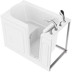 ANZZI Walk-In Bathtub 30 in x 53 in Right Drain Soaking Tub, Quick Fill Faucet, ADA Compliant Seat, Low Threshold Entry, Slip-Resistant Floor, Grab Bar, White Acrylic | AMZ3053RWS