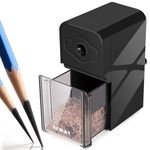 AFMAT Art Pencil Sharpener, Long Point Pencil Sharpener for Artists, Sketching Drawing Manual Pencil Sharpener for 6-8.2mm, Charcoal/Graphite/Prismacolor Colored Pencils w/Sandpaper, Black