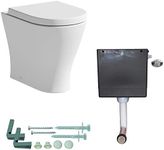 Ceramica® Arles Back to Wall BTW Toilet WC Pan with Soft Close Seat and Concealed Cistern Flush Button, White Ceramic Toilets, Complete Set