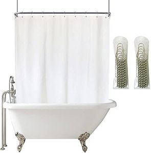 YISURE White Shower Curtain for Clawfoot Tub, 180x70 Wrap Around Liner with Magnets, PEVA Extra Wide Bathtub Curtain for Bathroom Vintage Freestanding Tub