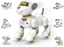 STEMTRON Programmable Remote Control Robot Cat Robot Dog for Kids, Interactive Robotic Dog Robotic Cat, Robo Dog Robo Cat, RC Robot with Touch Sensing, LED Eyes, Dance & Music