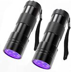 COSOOS 2 Pack UV Flashlight, 12 LED Handheld Blacklight Flashlight 395nm Mini Light Torch Detector for Dog Pet Urine Stains, Bed Bugs and Scorpions. (Batteries not Included)