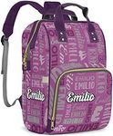 ZAACUSTOM Large Capacity Custom Baby Bags for Girls, Nylon Waterproof Personalized Diaper Bags with Name for Baby Girl Mom, Multifunctional Backpack with Adjustable Shoulder Straps
