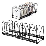 TsunNee Expandable Pans Organiser Rack, Pans and Lids Organizer with 13 Dividers, Pantry Cabinet Bakeware Lid Plate Holder, Black