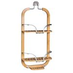 Zenna Home Shower Caddy, Aluminium, Satin Chrome and Bamboo, 2-Shelf