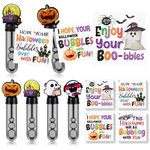 Rotatingpals 24 Sets/48 Pcs Halloween Party Favors Include 24 Pcs 5.1'' x 1.3'' Mini Bubble Wands with Bubble Solution 24 Pcs Buubbles of Fun Cards Set for Halloween Classroom Party Gifts Supplies