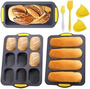 Moule à petits pains en silicone, non adhésif et résistant à la chaleur, pour pain fait maison, baguettes, pain complet, hot-dogs, passe au lave-vaisselle et au micro-ondes