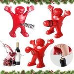 Wine Bottle Stopper Set, 3 Pieces Red Man Bottle Opener, Beer Bottle Opener, Wine Bottle Corkscrew, Bottle Opener Corkscrew Funny, Novelty Wine Bottle Opener, Wine Bottle Stopper