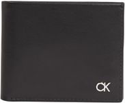 Calvin Klein Men Wallet Metal Ck Bifold with RFID, Black (Ck Black), One Size