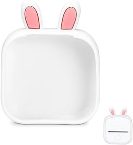 Memoking T02 Protective Case-Bunny Ears Shape Soft Silicone BPA-Free Cute Design Printer Cover, Compatible with T02 Mini Bluetooth Wireless Portable Mobile Pocket Printer, White