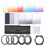 Andoer 13pcs Square Gradient Full Color Filter Bundle Kit for Cokin P Series with Filter Holder, Adapter Ring (52mm / 58mm / 62mm / 67mm / 72mm), Storage Bag, Cleaning Cloth