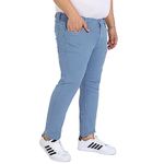 Instafab Plus Men's Blue Solid Denim Jeans for Casual Wear | Light-Wash | Plus-Size Fit | Button Closure | Plus-Size Denim Jeans Crafted with Comfort Fit for Everyday Wear