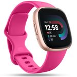 Getino Compatible with Fitbit Versa 4 Bands/Versa 3 Bands & Fitbit Sense 2 Bands/Sense Bands Women Men, Soft Sport Strap Accessories for Fitbit Versa 4/Sense 2/Versa 3/Sense SmartWatch,Small Hot Pink