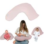 True Two x L'Ovedbaby Organic Nursing Pillow for Baby (Blush)- Breastfeeding Pillow, Nursing Pillow for Baby- Easy to Clean, Eco-Friendly and Machine Washable.