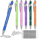 Svalor 16 PCS Personalised Pens Set Including 6 PCS Ballpoint Pens and 10 PCS Pen Refills, 1.0 mm Novelty Pens with Stylus Tip, Inspirational Quotes Pens, Click Pens for School Office Supplies