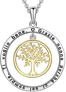 LOVORDS Collana Donna Incisa Argento Sterling 925 Pendente Ciondolo Albero della Vita Famiglia Cerchio Regalo Nonna