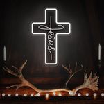 Jesus Cross Neon Signs, Cross Neon Signs, Dimmable LED Neon Signs for Wall Decor Bedroom Home Room Party Decor, LED Neon Light for Wedding Christmas Easter Celebrations New Year Gift