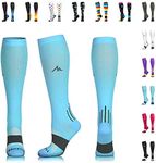 NEWZILL Medical Compression Socks for Women & Men Circulation 20-30 mmHg, Best for Running Athletic Hiking Travel Flight Nurses (Carolina Blue S/M)