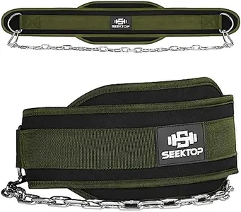 Seektop Dip Belt for Weightlifting - GYM Workout Pull Ups Belt with Chain, Neoprene Waist Dip Belt Crossfit for Weight Lifting, Squat, Training, Fitness, Men & Women (Belt & Chain) (Green)