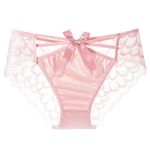 ZooChest Satin Panties for Women Sexy Bow Criss Cross Underwear Briefs Ladies Low Rise Lace Knickers Sissy Clothing High Leg Seamless Panty Pink Panties XL