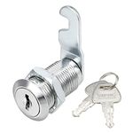 Sourcingmap Drawer Cabinet Cam Lock, 1-1/8" Cylinder Length with No.1 Cam, Fits on 7/8" Max Panel Thickness, Zinc Alloy Chrome Finish, Keyed Different