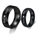 Personalized Matching Rings for Couples Stainless Steel Promise Rings for Couples Set with 2 Rings Engraved Inside and Outside Ring for Men and Women Engagement Wedding Ring Set for Him and Her