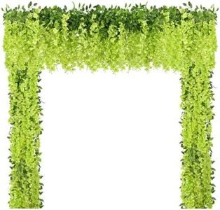 U'Artlines 10Pcs 7.2 Ft/Piece Artificial Wisteria Garland Silk Fake Green Wisteria Flowers Hanging Greenery Vines Garlands Rattan for Home Garden Wedding Arch Party Indoor Outdoor Décor
