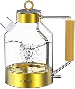 ASCOT Electric Kettle, Glass Electric Tea Kettle Gifts for Men/Women/Family 1.6L 1500W Borosilicate Glass Tea Heater, with Auto Shut-Off and Boil-Dry Protection (Gold)