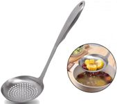 Cooking Skimmer Slotted Spoon, Heavy Duty Mesh Stainless Steel Colander Spoon Ladle Strainer for Cooking n Frying, Balance Pasta Scoop Strainer Spoon