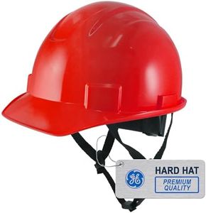 GE Cap Style Hard Hat, 4-Point Ratchet Suspension, Earmuff Slots, High Impact Resistant, Sweat-Wicking Sweatband, Meets ANSI Z89.1-2014, Comfortable, Durable, and Protective - Red, Non-Vented