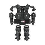 WOSAWE Kids Dirt Bike Chest Protector Skating Knee Elbow Pads Youth ATV Spine Protective Gear Kit, Black