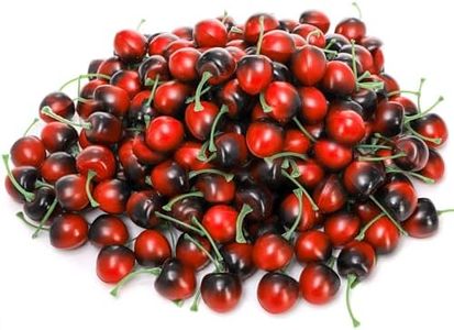 ZEAYEA 150 Pcs Artificial Cherries, Simulation Lifelike Red Black Cherries, Fake Fruit Cherries for Home Kitchen Festival Party Photography Prop Christmas Decoration
