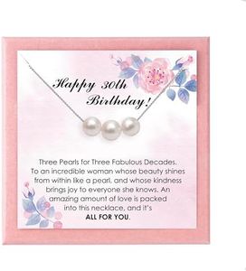 JoyMade Silver Fresh Water Pearl 30th Birthday Gifts for Her – Perfect Birthday, Valentine's day Gifts for Women, Daughter, Girlfriend, and Friends