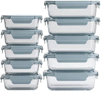 10 Pieces Glass Meal Prep Containers, Food Storage Containers with Lids Airtight, Glass Lunch Boxes, Microwave, Oven, Freezer and Dishwasher Safe 1040ml and 410ml