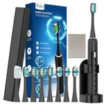 Sonic Electric Toothbrush for Adults with 8 Brush Heads， One Charge for 60 Days, 5 Modes with 2 Minutes Built in Smart Timer, Electric Toothbrushes