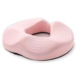 Tel Charme * Donut Cushion for Coccyx Pain & Hemorrhoids Relief - Memory Foam Orthopedic Ring Cushion for Office Chair Sciatica and Wheelchair Support (Pink)