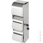 Commercial Toilet Paper Dispenser Holder 3 Roll Stainless Steel Toilet Tissue Dispenser with Lock Wall Mount- Double Roll Toilet Tissue Holder for Bathroom/Restroom (1, Silver)