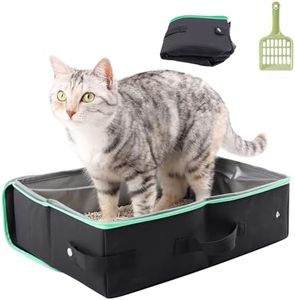 pangdi Travel Litter Box for Cats, Portable Collapsible with Lid, Leak-Proof, Odor Control, Easy Cleaning, in Hotels, Camping, Road & Air Trips, Black, M
