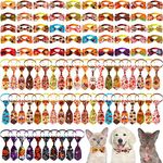 Reginary 100 Pieces Dog Bows Set Include Fall Dog Bows Thanksgiving Bow Ties for Dogs Bows, 50 Dog Bow Ties and 50 Dog Neckties for Small Medium Dogs Supply (Multi Style), Polyester Plastic