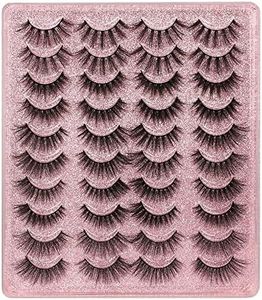 TAVVKE 20 Pairs False Eyelashes 5 Styles Mixed 3D Faux Mink Lashes Fake Eyelash 16-20MM Fluffy Volume Long Thick Lashes