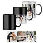 Personalised Heat Change Mug with Four Photo Collage (11oz) Personalise 4 Photos. Magic Heat Collage Photo Mug Gift