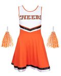 Cheerleader Outfit with Cheerleader Pom Poms - Cheerleader Costume Women Fancy Dress Costume - Ladies Cheerleader Costume High School Cheerleading Dress Halloween Fancy Dress Women