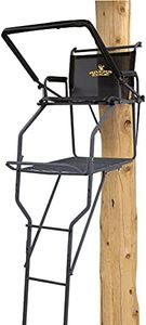 Rivers Edge Jumbo Jack 1-Man Ladder Stand, RE658, 17’1” Height, Wide Flip-Up TearTuff Mesh Seat, Jumbo Platform, Flip-Out Footrest, 2-Way Adjustable Shooting Rail