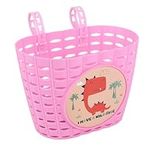 Kids Bicycle Basket Cute Bicycle Front Handlebar Basket Cycling Baskets with Straps, Cartoon Sticker Tricycle Basket Bike Accessories for Kids Boys Girls Bicycle Trike Scooter Balance Bike (Pink)