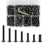 PGMJ 100 Set M6 Binding Screws Posts Countersunk Rivet Socket Cap Connecting Bolts Cap Nuts Assortment Kit for Baby Bed Furniture,Leather Saddles Purses Belt Repair (100 Set Black)